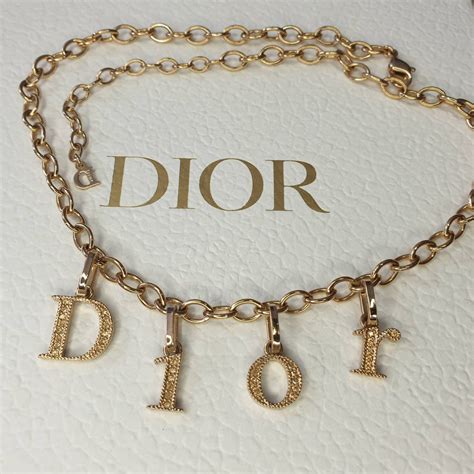 dior letter necklace gold|christian Dior gold chain.